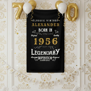 Personalised 70th Birthday Born 1956 Retro Party Banner