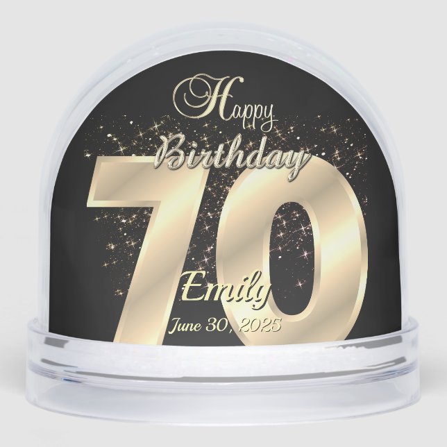 Personalised 70th Birthday Gift Snow Globe  (Front)