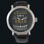 Personalised 70th Birthday Or Retirement Born 1955 Watch<br><div class="desc">A personalised unique watch for that special birthday person turning 70 or retirement gift. Add the name to this vintage retro style black, white and gold design for a custom gift. Easily edit the name and year with the template provided. A wonderful custom gift for a special occasion. More gifts...</div>