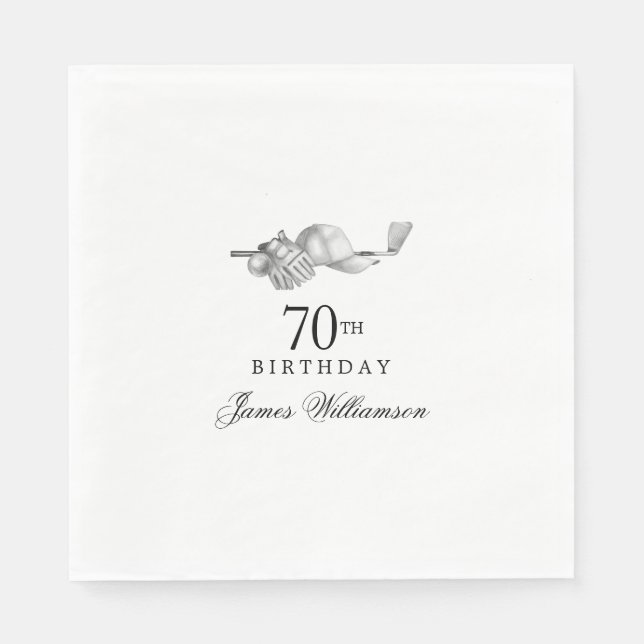 Personalised 70th Birthday Party Golf Theme Napkin (Front)