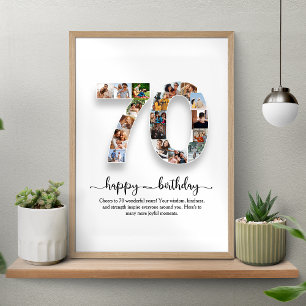 Personalised 70th Birthday Photo Collage Poster