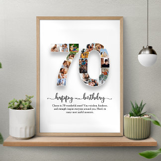 Personalised 70th Birthday Photo Collage Poster