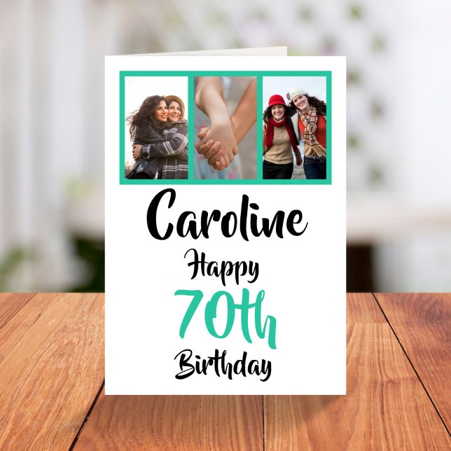 Personalised 70th happy birthday photo collage card (Creator Uploaded)