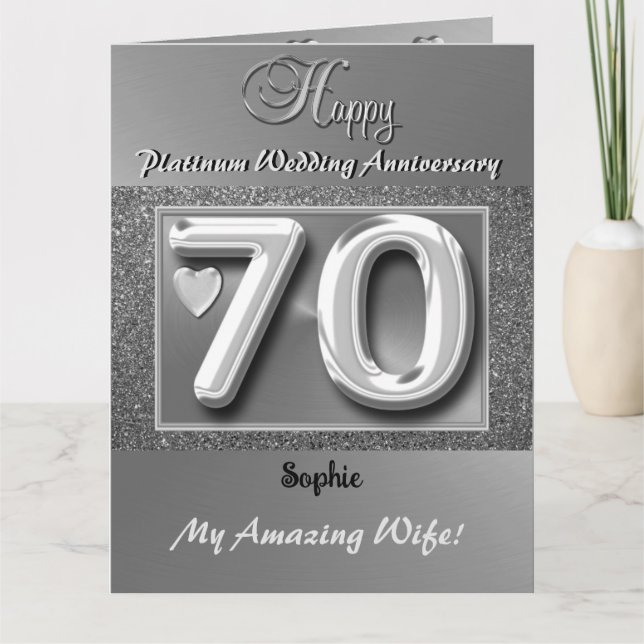 Personalised 70th Wedding Anniversary Card Wife  (Front)