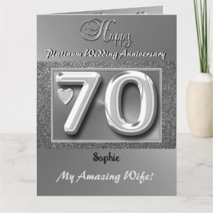 Personalised 70th Wedding Anniversary Card Wife 