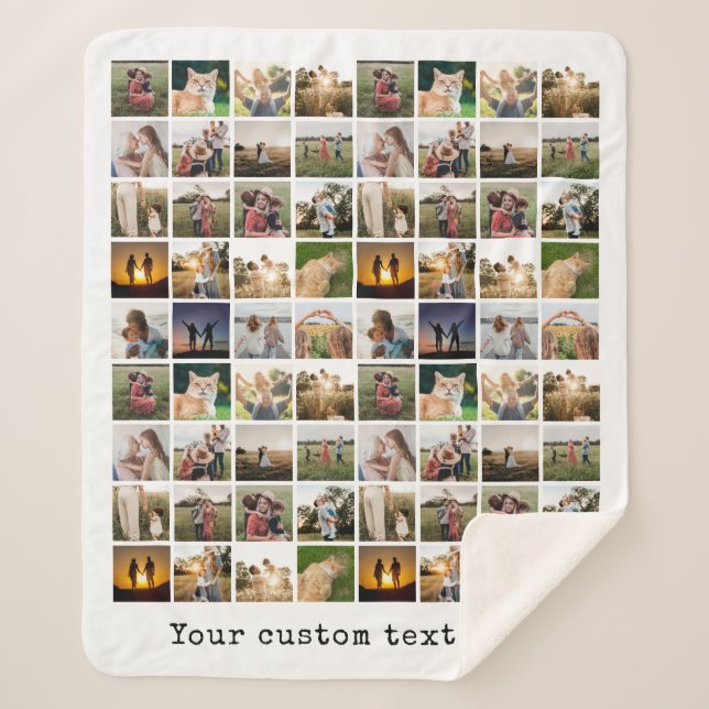 Personalised 72 Photo Collage Sherpa Blanket (Front)