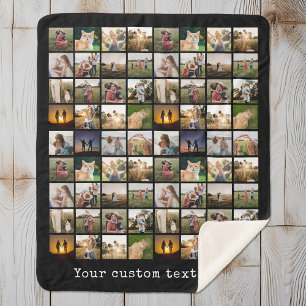Personalised 72 Photo Collage Sherpa Blanket