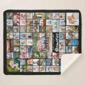 Personalised 74 Photo Collage Editable Colour Sherpa Blanket (Front (Horizontal))