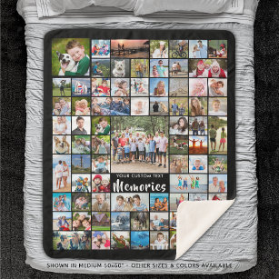 Personalised 74 Photo Collage Editable Colour Sherpa Blanket