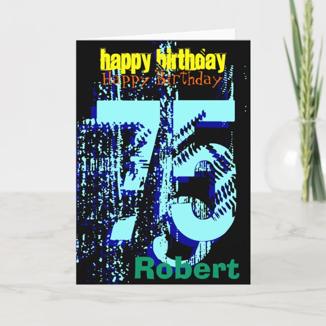 Personalised 75th Birthday Men Greeting Card (Front)