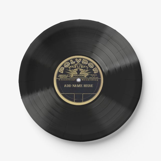 Personalised 78 Vinyl Record Design Paper Plates (Front)