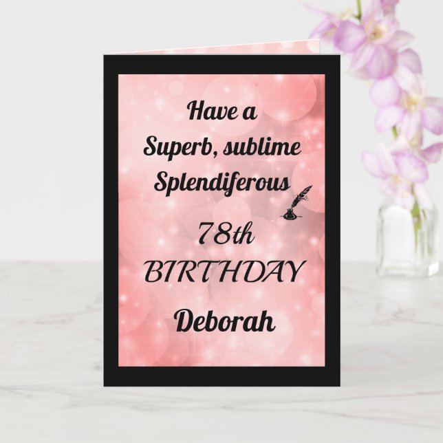 Personalised 78th Birthday Folded Greeting Card (Orchid)
