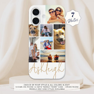 Personalised 7 Photo Collage Custom Colours iPhone 16 Case