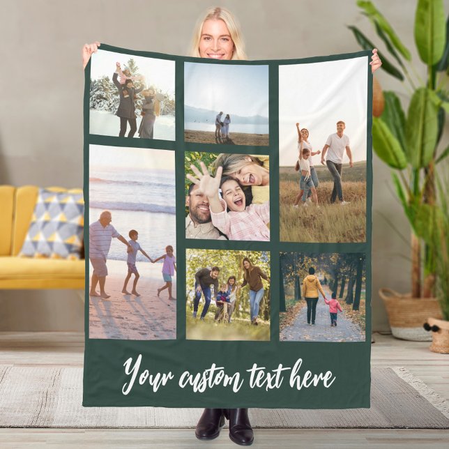 Personalised 7 Photo Collage Fleece Blanket (Creator Uploaded)