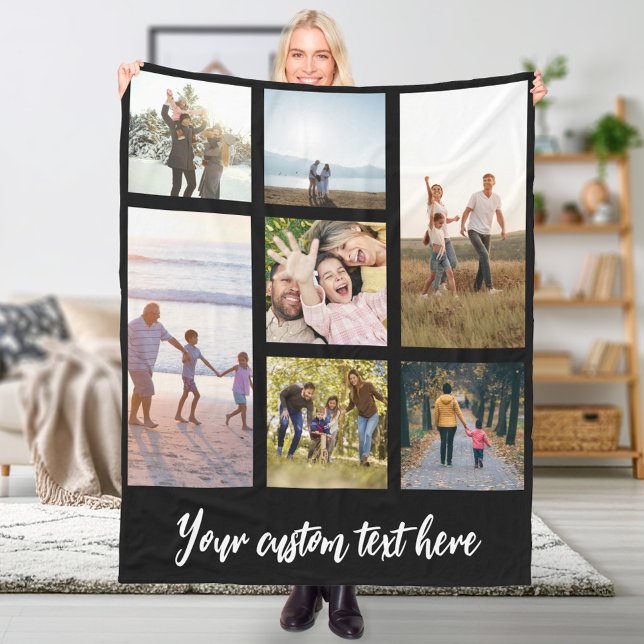 Personalised 7 Photo Collage Fleece Blanket (Creator Uploaded)