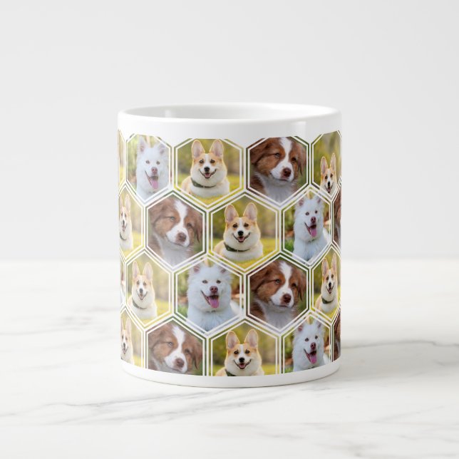 Personalised 7 Photo Collage Hexagon Coffee Mug  (Front)