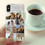 Personalised 7 Photo Collage on Grey Marble iPhone XS Max Case<br><div class="desc">Modern photo collage iPhone case which you can personalise with 7 of your favourite photos and your name. The template is set up ready for you to add your photos, working top to bottom on the left side, then top to bottom on the right side. The design has a stylish...</div>