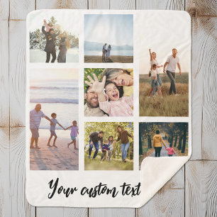 Personalised 7 Photo Collage Sherpa Blanket
