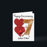 Personalised 7 Year Wedding Anniversary Card<br><div class="desc">Personalised 7 year Wedding Anniversary copper and Wool Theme greeting card. Custom anniversary card design with names and date.</div>
