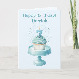 Personalised 7th Birthday Cupcake Card