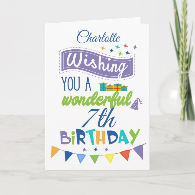 Personalised 7th Birthday Greeting Card (Front)