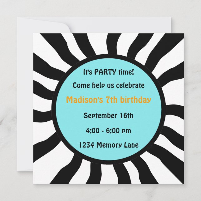 Personalised 7th Birthday Party Invitation (Front)