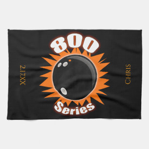 Personalised 800 Series in Black & Orange Bowling Tea Towel