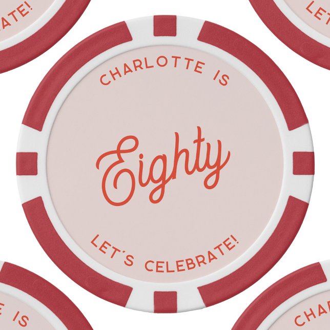 Personalised 80 Eighty Eightieth Birthday Poker Chips (Personalized name 80 eightieth birthday poker chips)