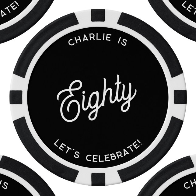 Personalised 80 Eighty Eightieth Birthday Poker Chips (Personalized name 80 Eightieth birthday celebration poker chip)