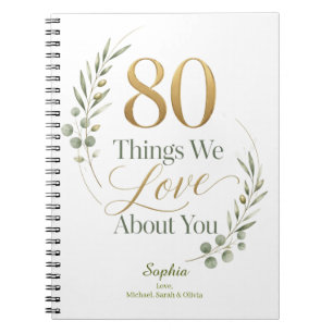 Personalised 80 Things We Love About You Notebook