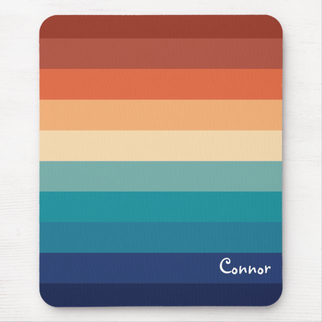 Personalised 80s Colourful Gradient Striped Patter Mouse Pad (Front)