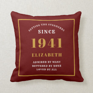 Personalised 80th Birthday 1941 Elegant Chic Red Cushion