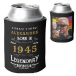 Personalised 80th Birthday Add Name Year Photo Can Cooler<br><div class="desc">Personalised birthday add any year and name can cooler. Edit the name, year and photo with the template provided. A wonderful custom black birthday idea. More gifts and party supplies available with the "Legendary" design in the store. More gifts and party supplies available with the "Legendary" design in the store....</div>