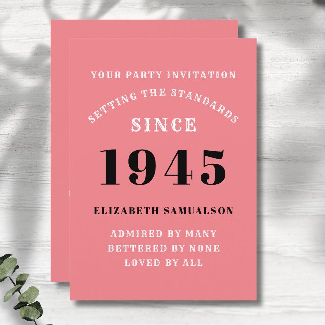 Personalised 80th Birthday Add Your Name Pink Invitation (Personalized pink 80th birthday invitation )
