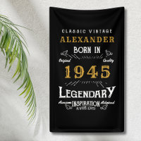 Personalised 80th Birthday Born 1945 Vintage Black