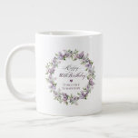 Personalised 80th Birthday Gift Purple Lilac Large Coffee Mug<br><div class="desc">Here's a great 80th birthday gift idea! It takes only minutes to add the birthday celebrant's name and create a unique keepsake gift. The soft watercolor lilac wreath is perfect for a spring birthday or a woman who just loves lilacs. The calligraphy is elegant and sophisticated and matches the birthday...</div>