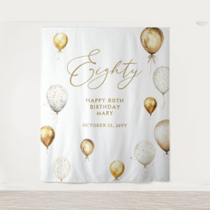 Personalised 80th Birthday Gold Balloon Tapestry