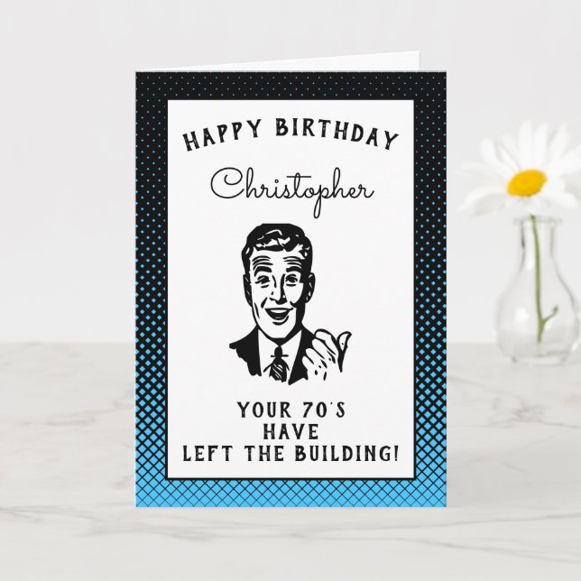 Personalised 80th Birthday Over The Hill Funny Card (Small Plant)