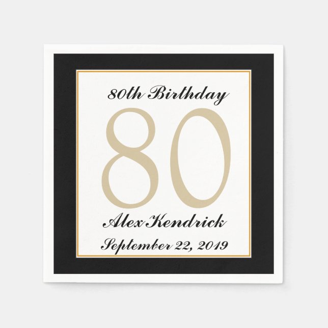 Personalised 80th Birthday Party Napkins (Front)
