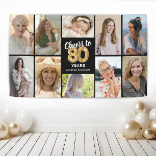 Personalised 80th Birthday Photo Collage Banner