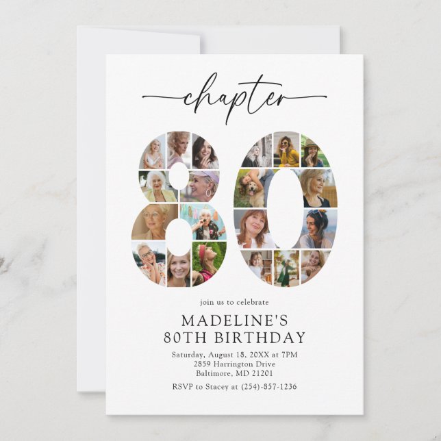 Personalised 80th Chapter Birthday Invitation (Front)