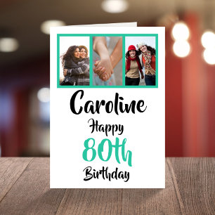 Personalised 80th happy birthday photo collage card