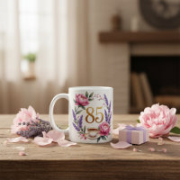 Personalised 85th Birthday Grandma Mug Floral Tea