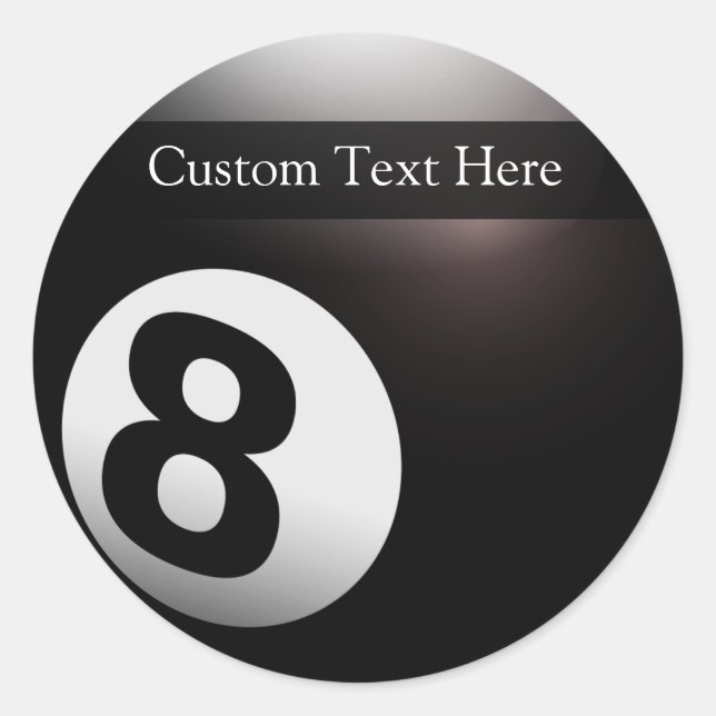 Personalised 8 Ball Billiards Classic Round Sticker (Front)