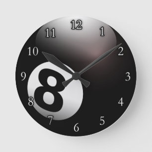 Personalised 8 Ball Billiards Round Clock