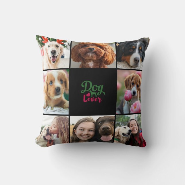 Personalised 8 Photo Collage Dog Pet Lover Gift  Cushion (Front)