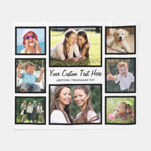 Personalised 8 Photo Collage Fleece Blanket