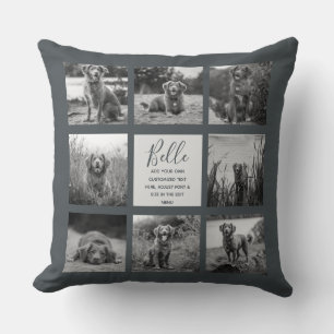 Personalised 8 Photo Collage Off-Black Cushion