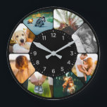 Personalised 8 Rounded Photos Large Clock<br><div class="desc">Black wall clock with changeable rounded Photos. Great for your kitchen or to give as a family gift.</div>