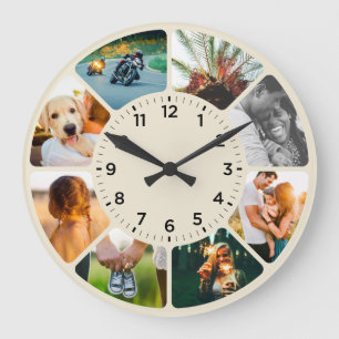 Personalised 8 Rounded Photos Large Clock